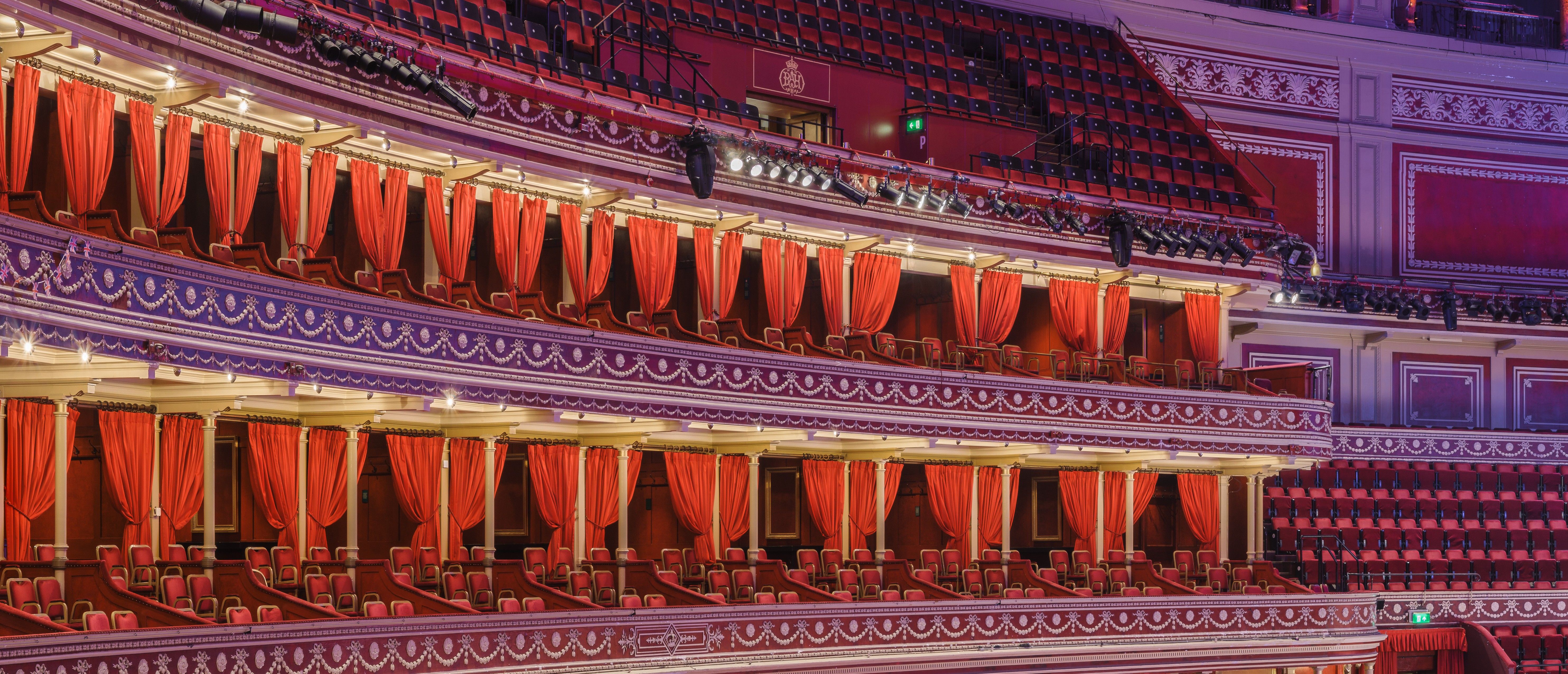 Curtained private boxes on the Loggia and Grand Tier rings at the Royal Albert Hall