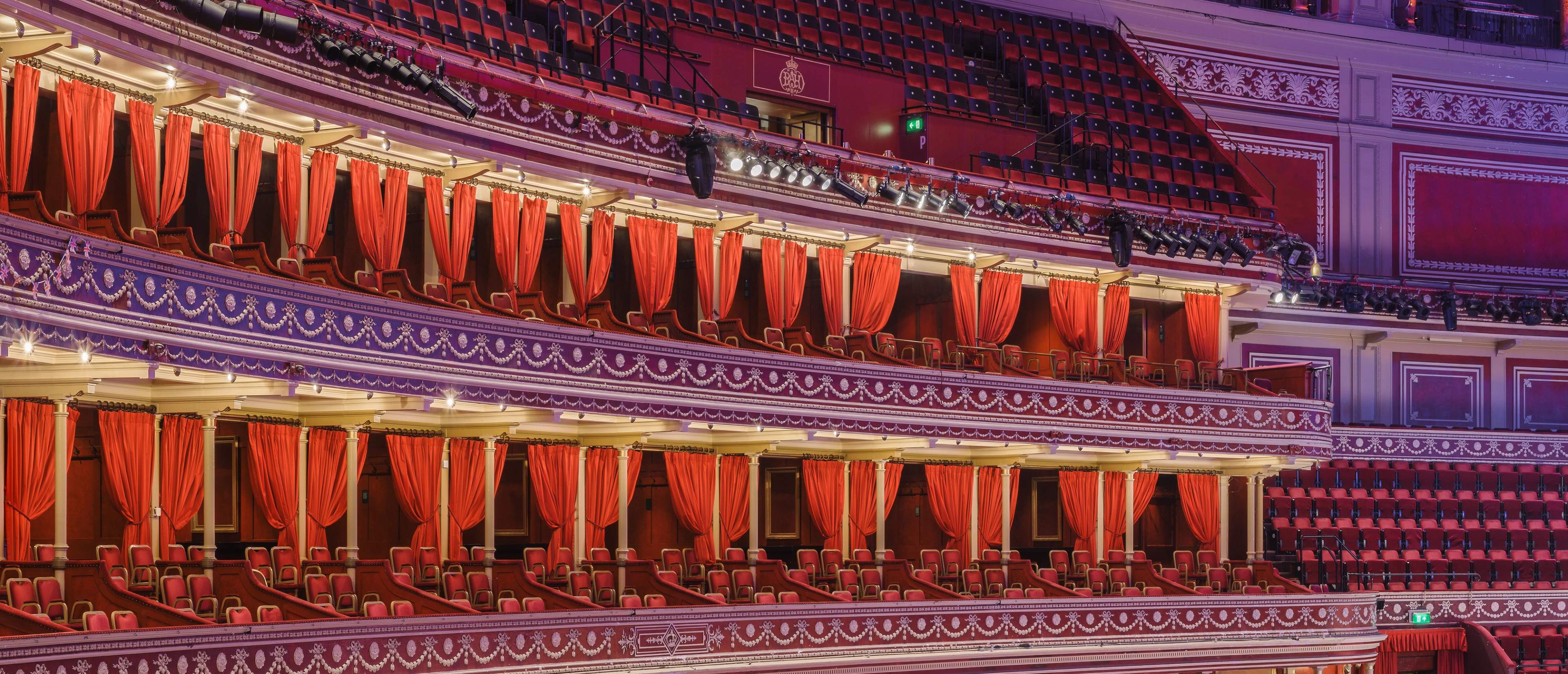 Curtained private boxes on the Loggia and Grand Tier rings at the Royal Albert Hall