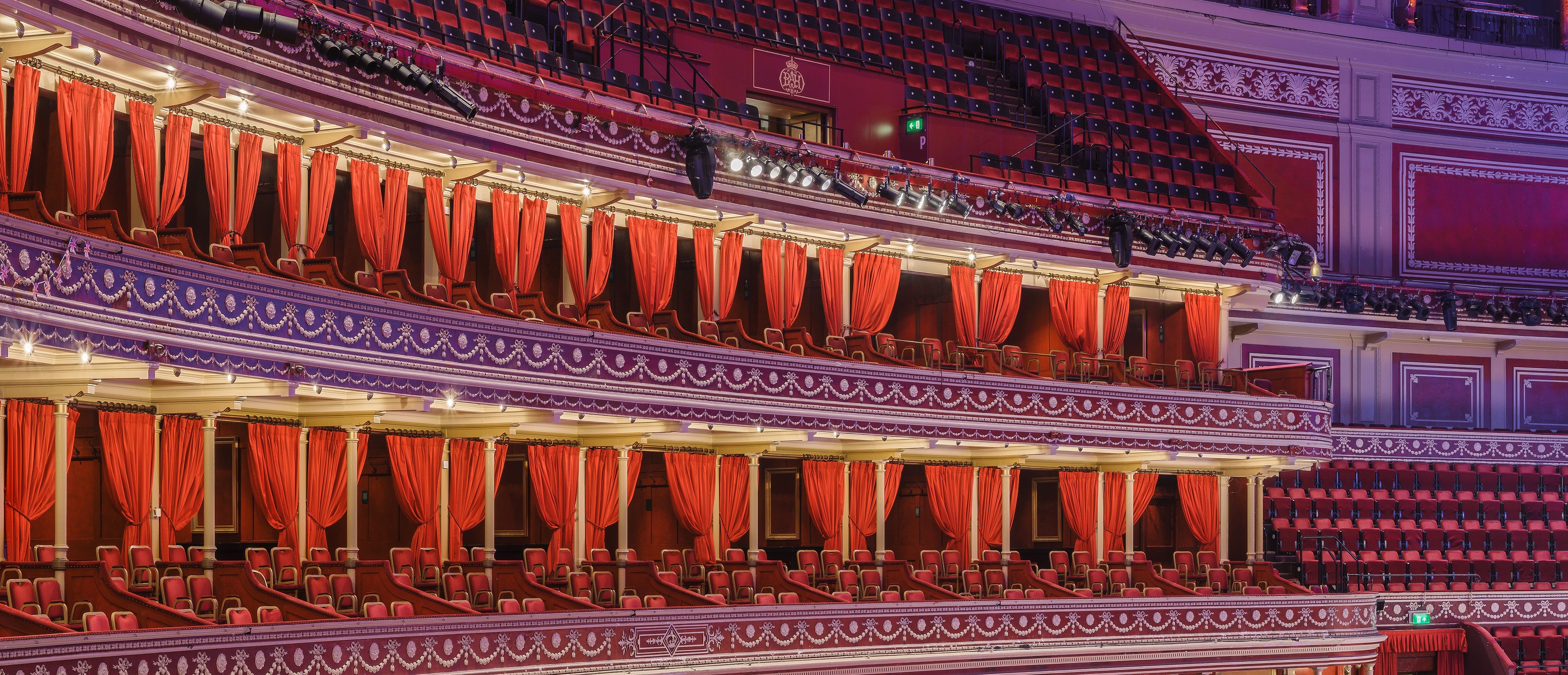 Curtained private boxes on the Loggia and Grand Tier rings at the Royal Albert Hall