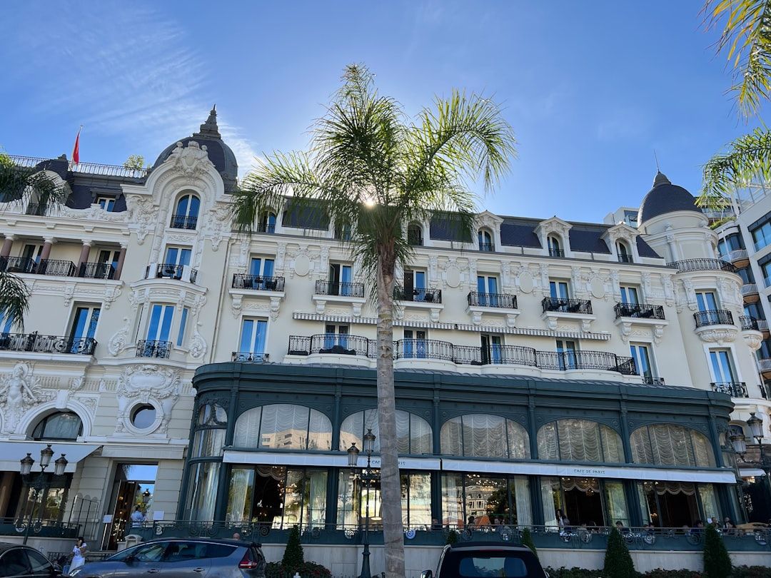 The grand facade of the Hôtel de Paris in Monte Carlo
