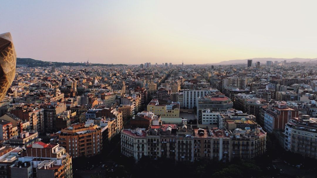 Aerial view of Barcelona's Eixample district and cityscape