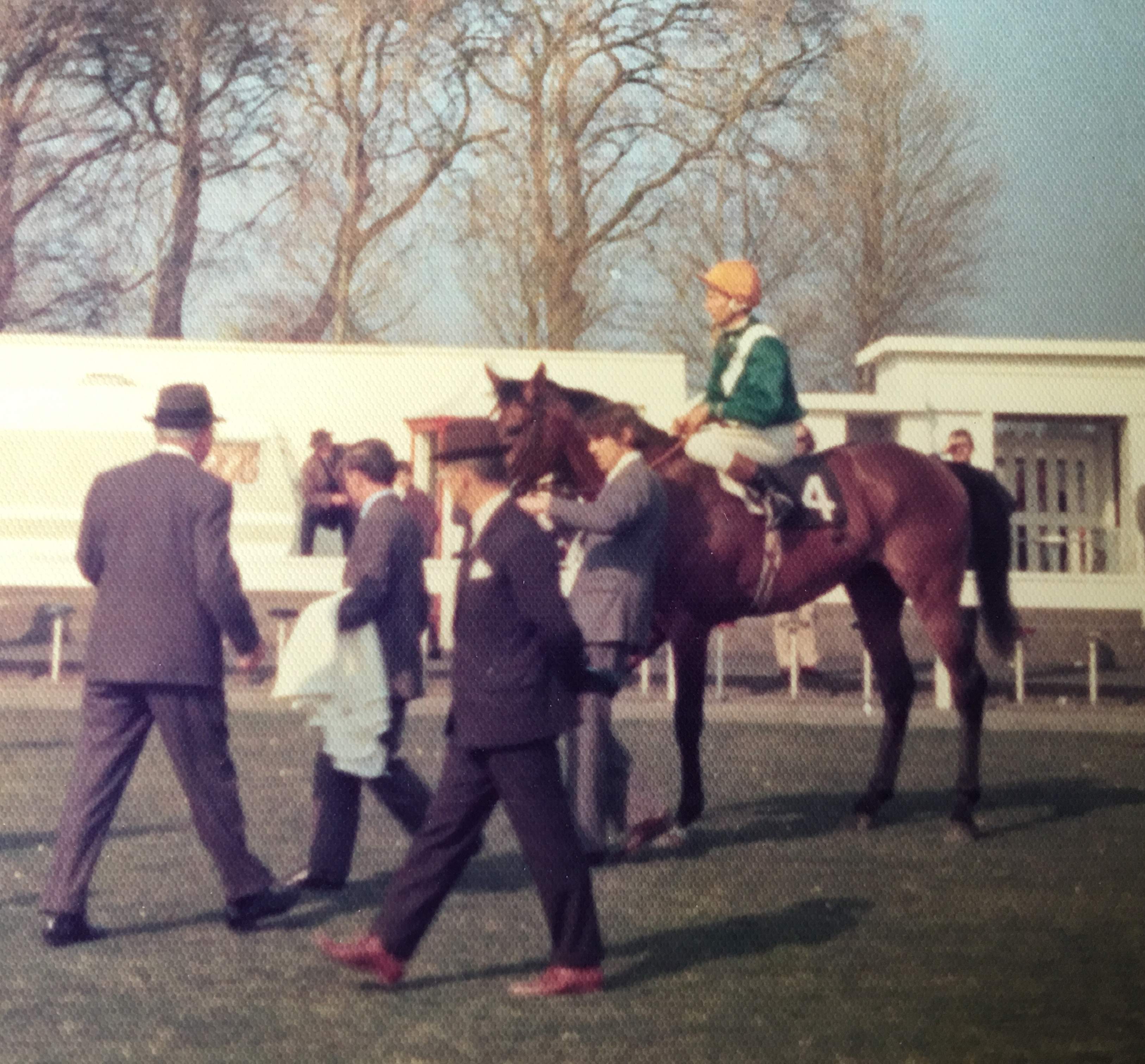Lester Piggott aboard Apalachee returning at the Curragh, 1974