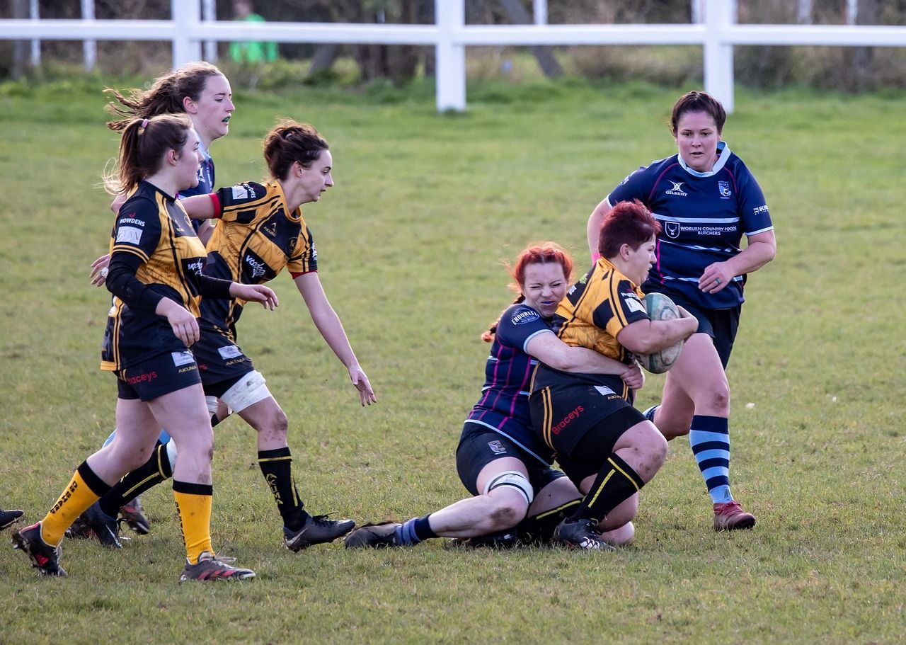 Rugby players in action during a competitive match