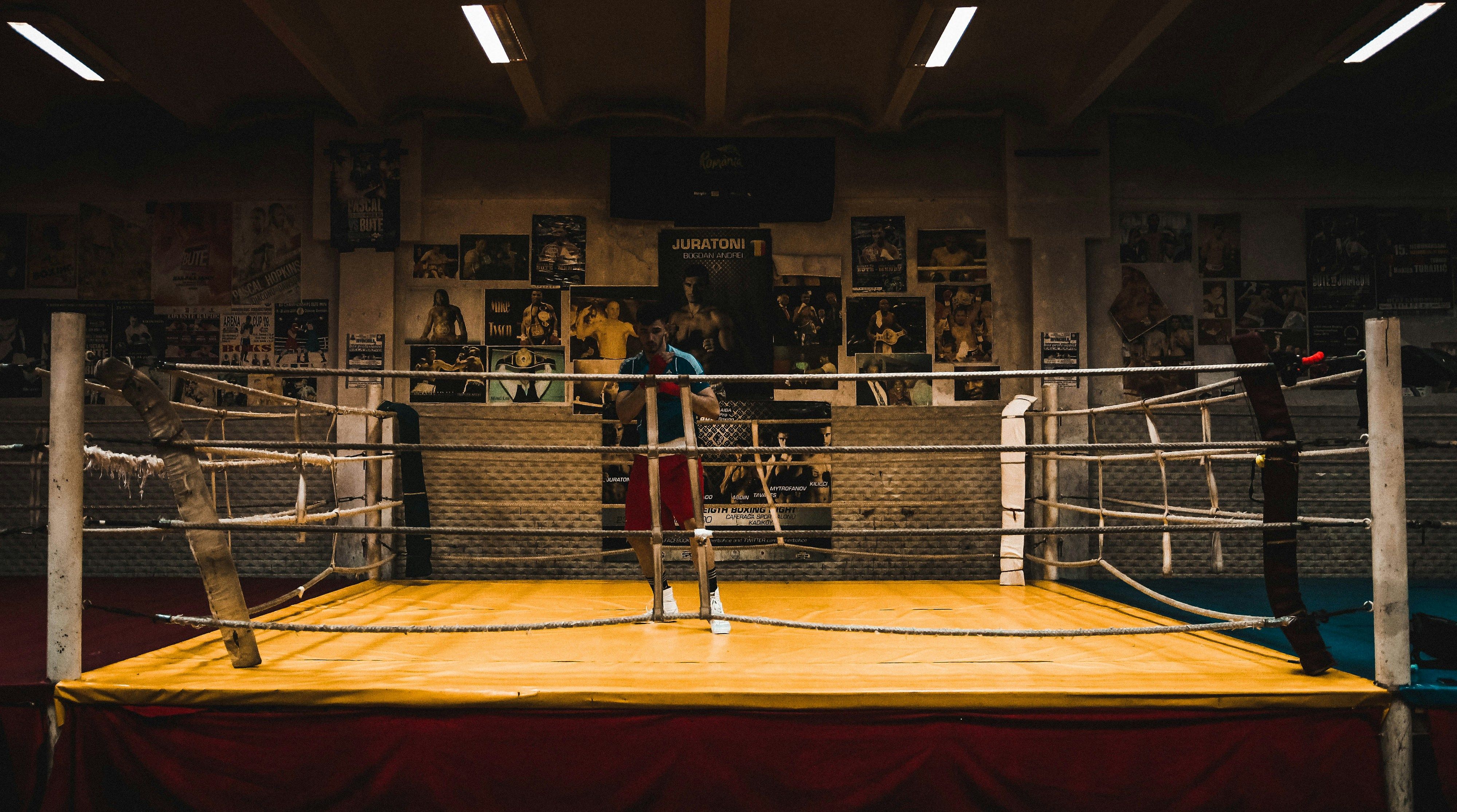 Brown and grey boxing stage