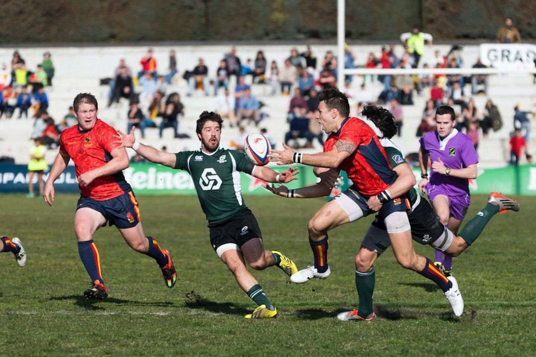 Rugby sevens group play on the pitch