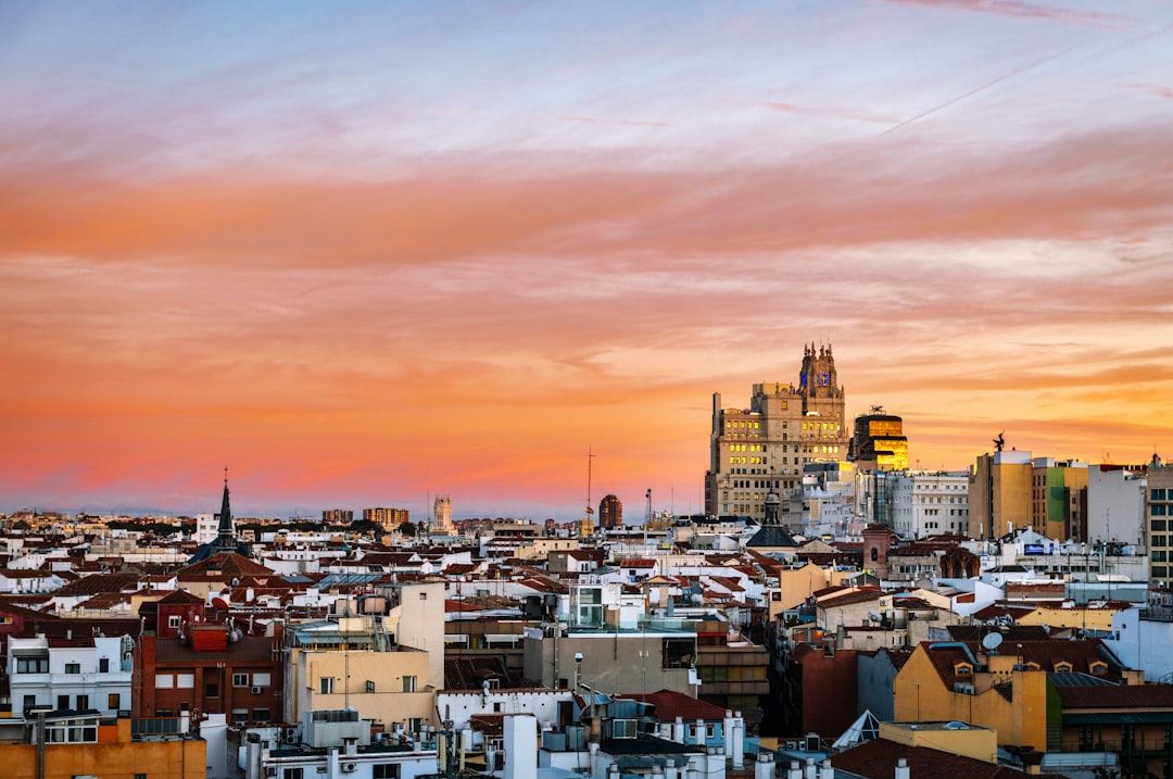 Madrid skyline at dusk, the city set to host the Spanish Grand Prix from 2026