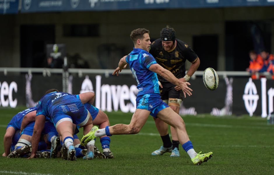 Rugby match action during an international Six Nations fixture