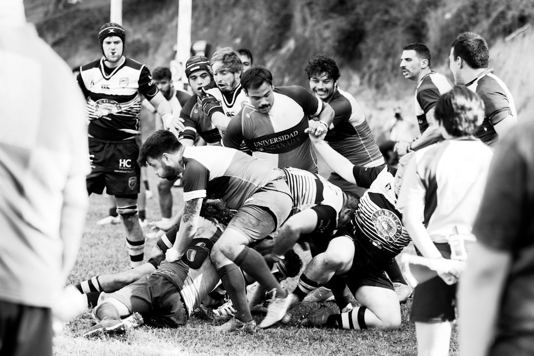 Rugby union players in action, evoking the early days of the sport