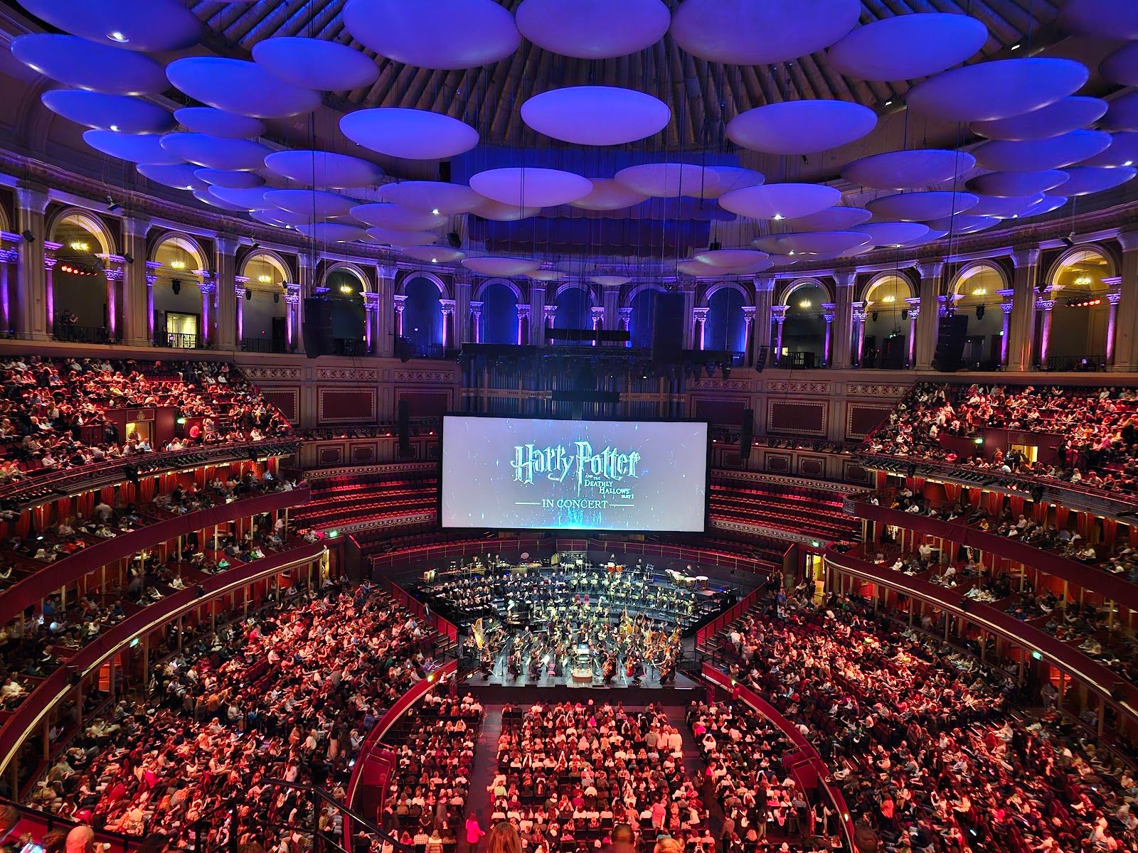 Royal Albert Hall arena and stalls during a rock or pop concert