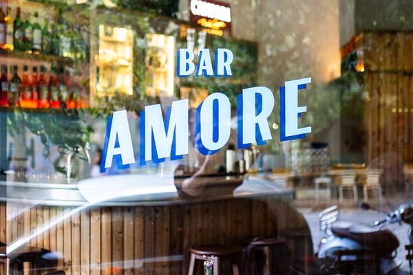 Interior of Bar Amore in Athens — a cocktail bar with warm, intimate atmosphere