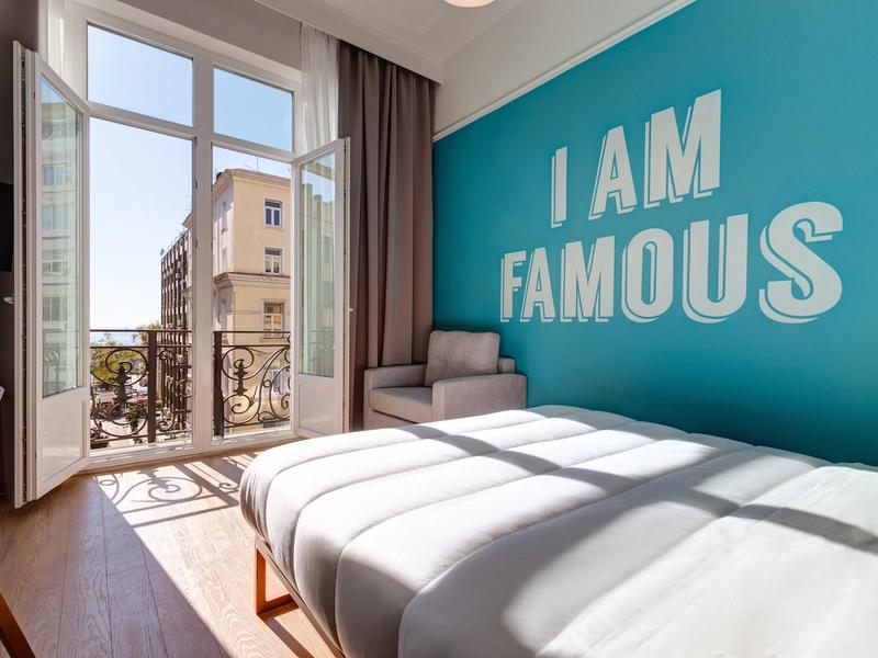 Colourful room interior at Colors Hotel Athens on Emmanouil Benaki Street, Exarchia