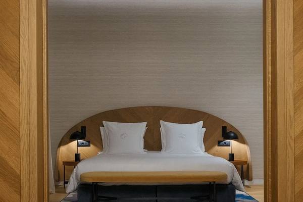 A room at Xenodocheio Milos in Athens — a neoclassical hotel on Kolokotroni Street, home to Estiatorio Milos