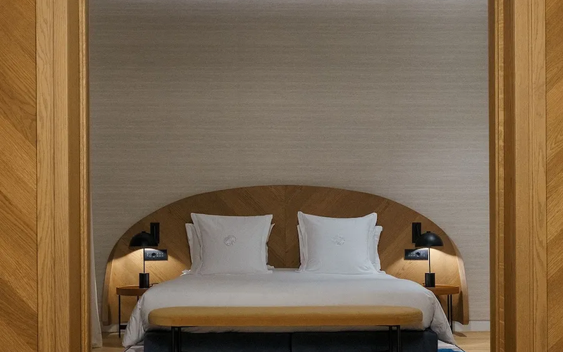 A room at Xenodocheio Milos in Athens — a neoclassical hotel on Kolokotroni Street, home to Estiatorio Milos