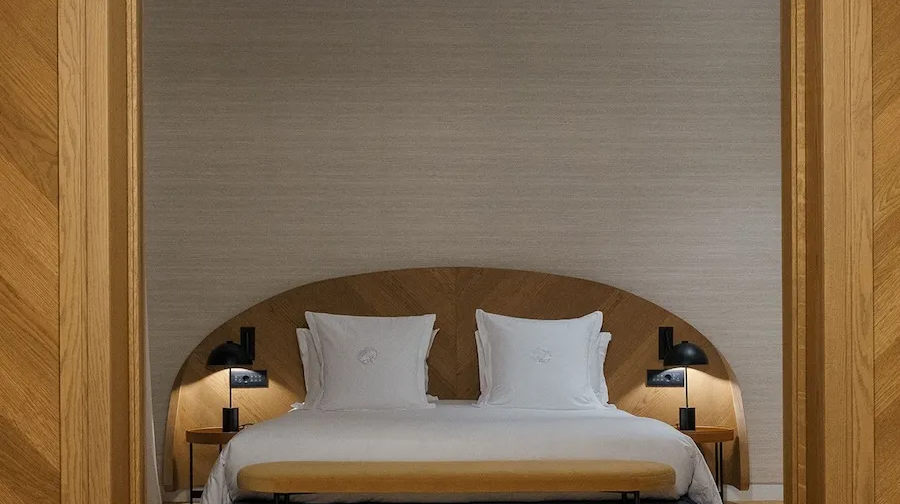 A room at Xenodocheio Milos in Athens — a neoclassical hotel on Kolokotroni Street, home to Estiatorio Milos