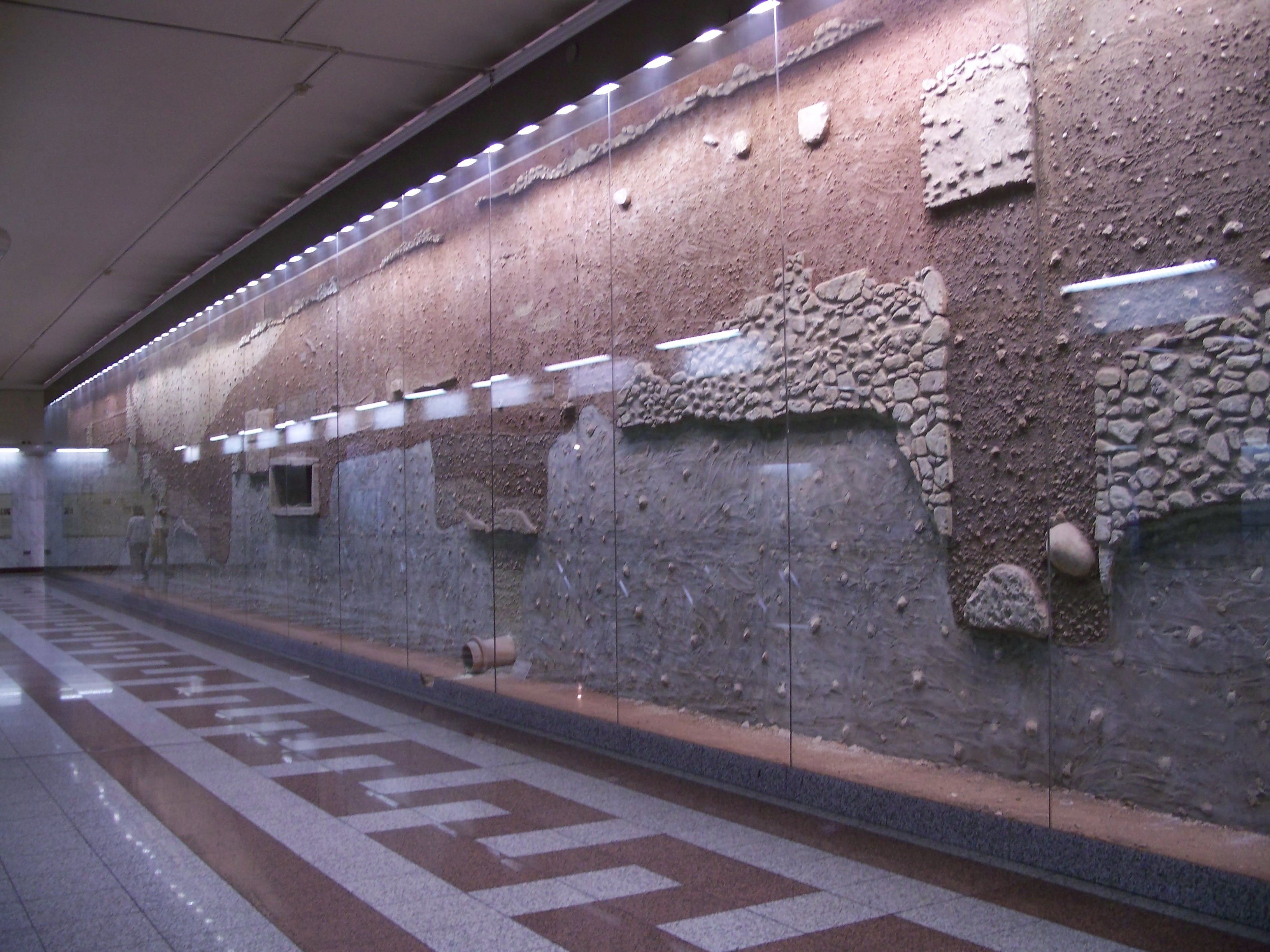 Antiquities on display at Syntagma metro station, Athens