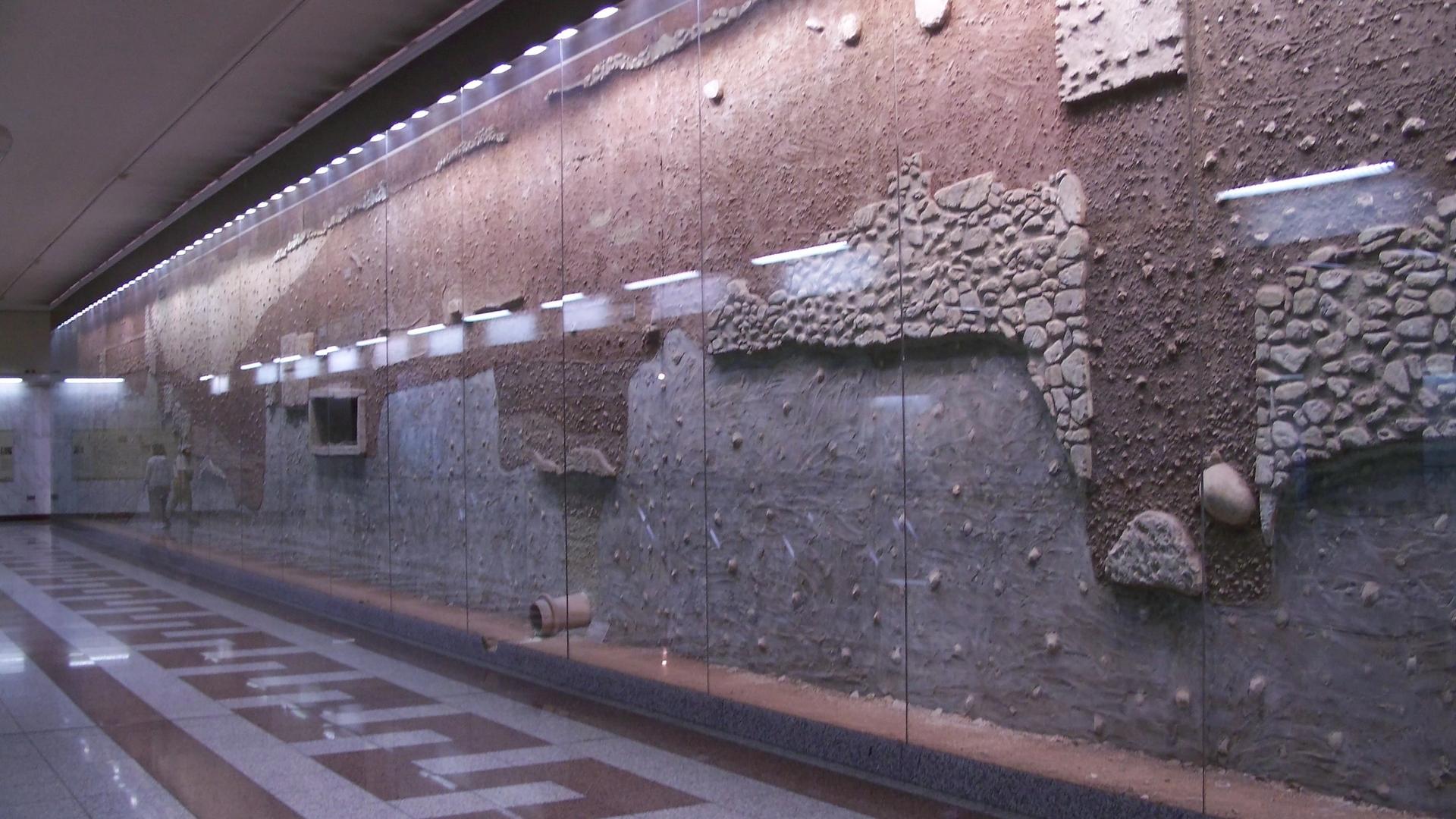 Antiquities on display at Syntagma metro station, Athens