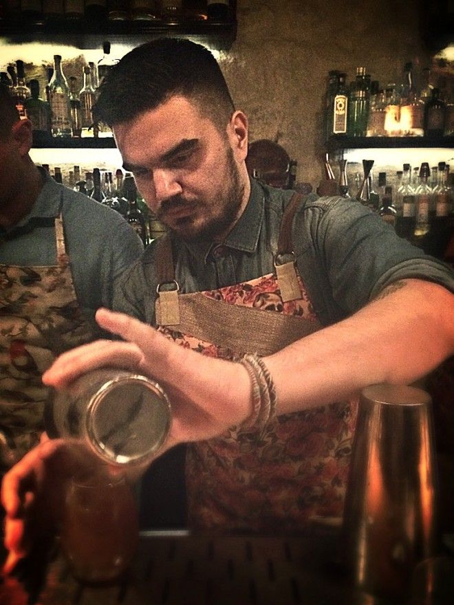 Vasilis Kyritsis behind the bar