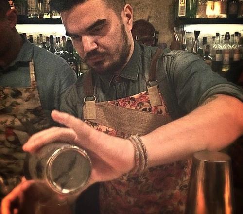 Vasilis Kyritsis behind the bar