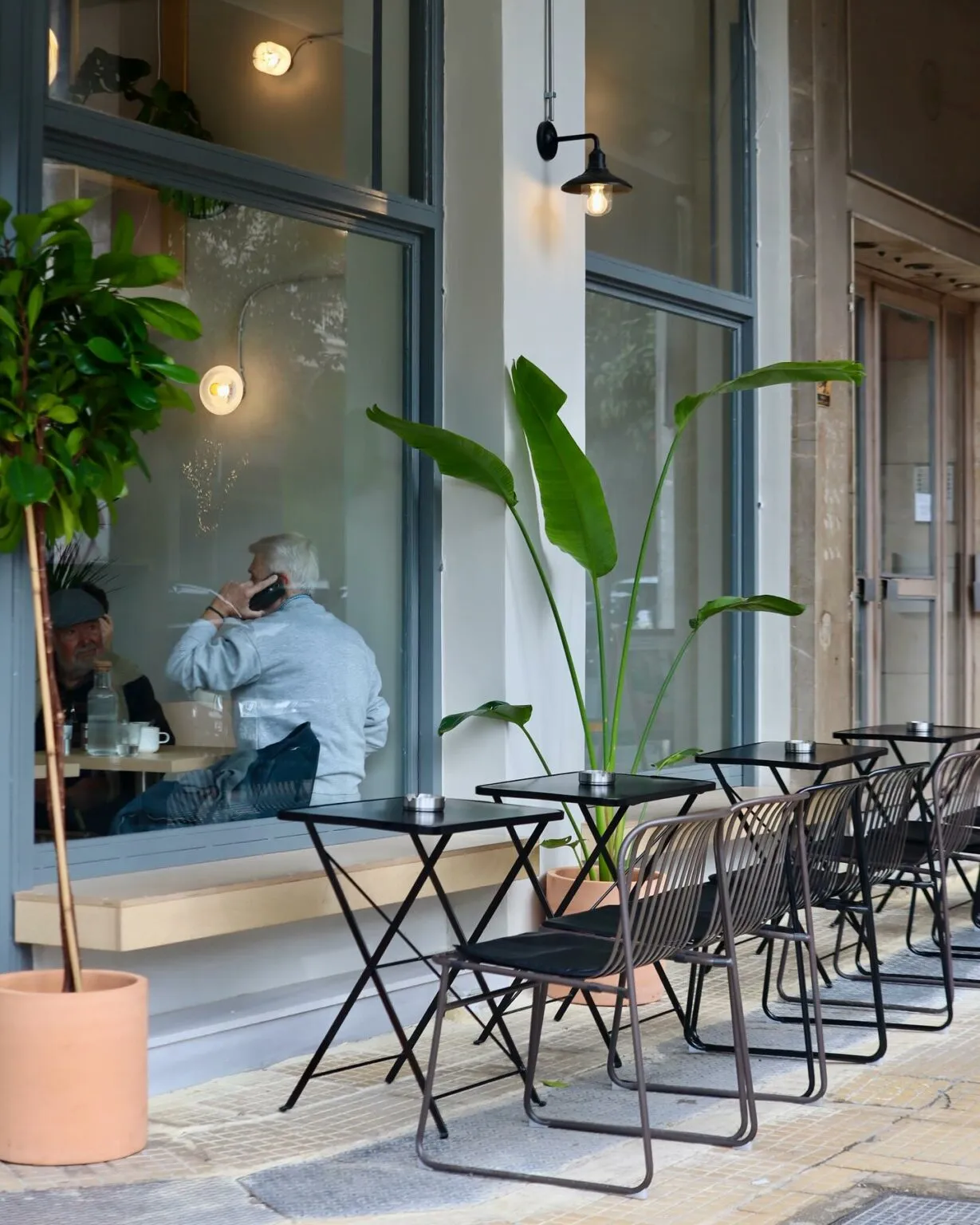 Interior of Omsom Coffee in Athens — a specialty coffee shop
