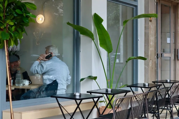 Interior of Omsom Coffee in Athens — a specialty coffee shop