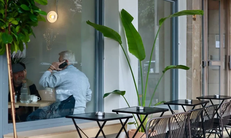 Interior of Omsom Coffee in Athens — a specialty coffee shop