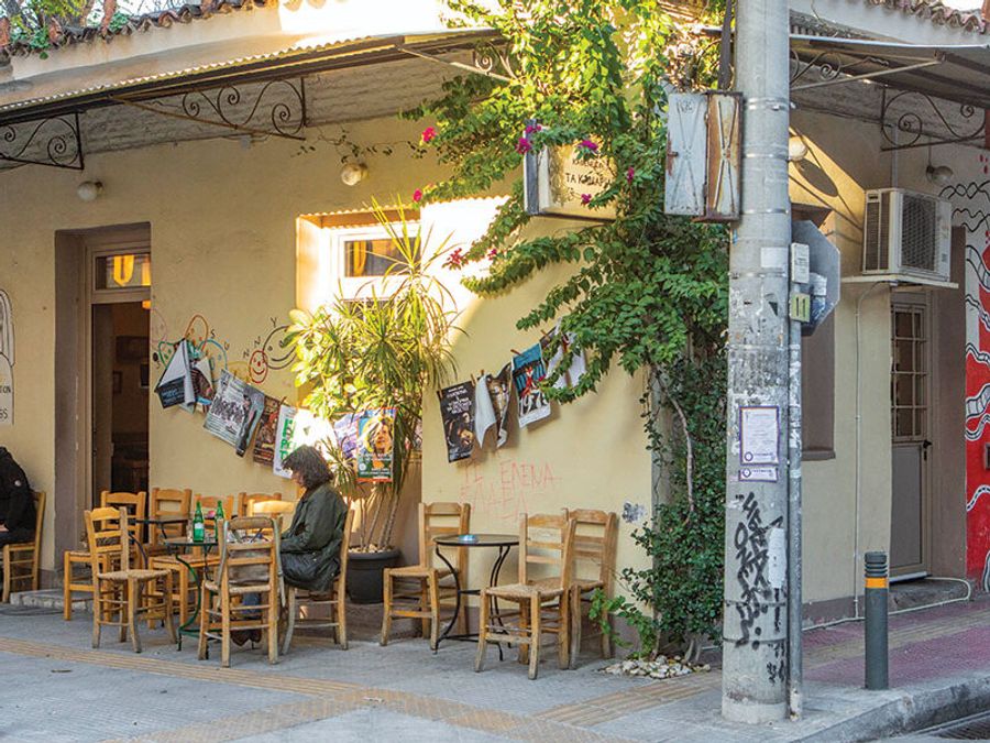 Interior of Ta Kanaria restaurant in Athens — a traditional Greek taverna serving home-style mezedes and grilled dishes