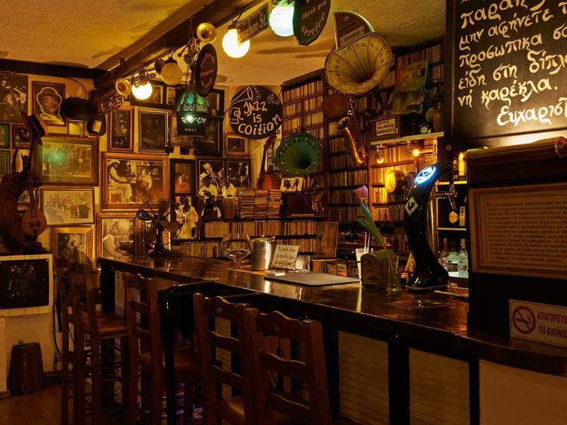 Jazz in Jazz Athens — the legendary Kolonaki bar lined with vinyl and memorabilia