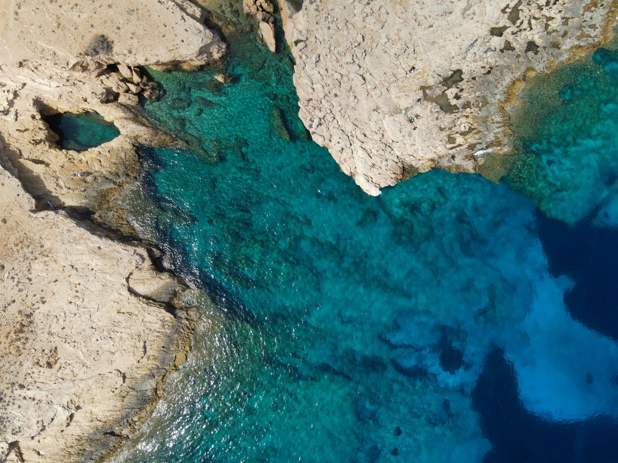 Aerial drone shot of Greek coastline
