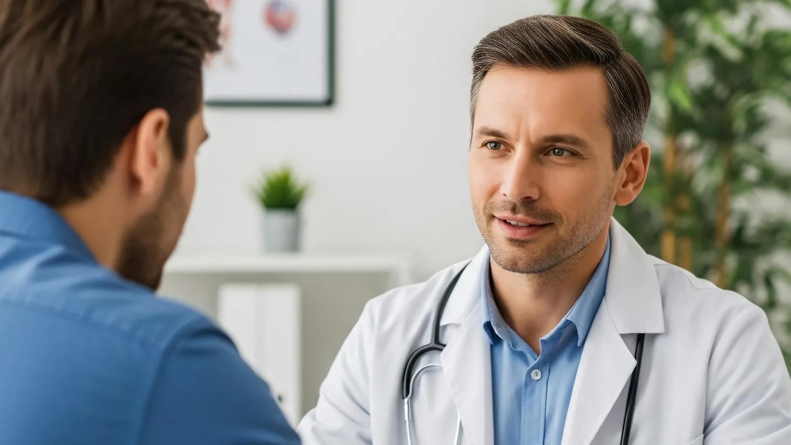 Médico especialista en consulta con un paciente