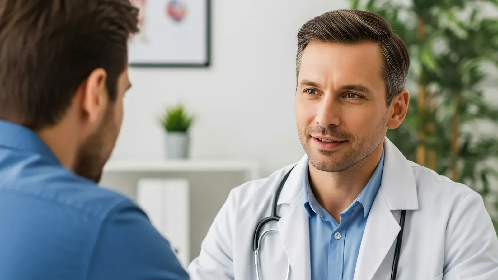 Médico especialista en consulta con un paciente