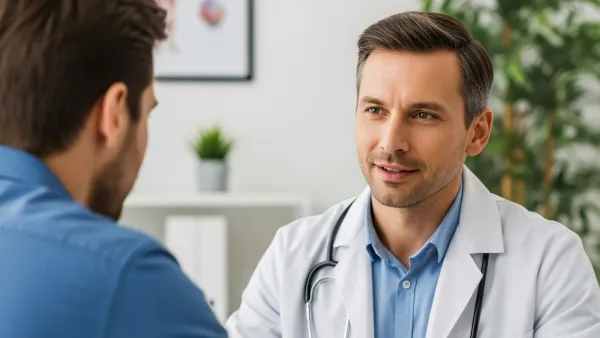 Médico especialista en consulta con un paciente