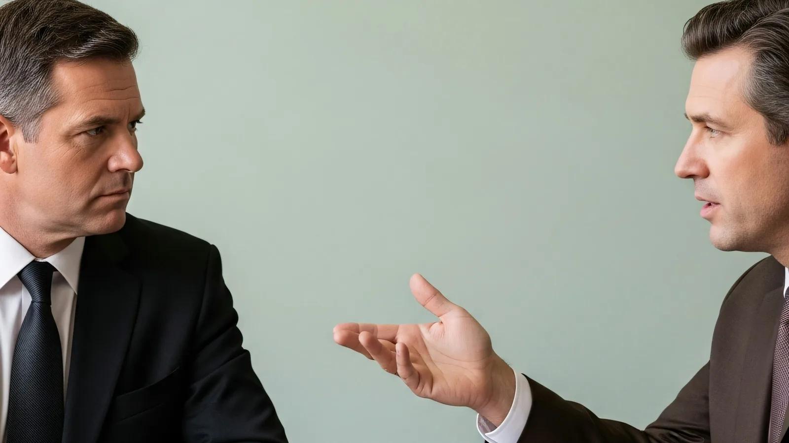Dos directivos debatiendo en una junta