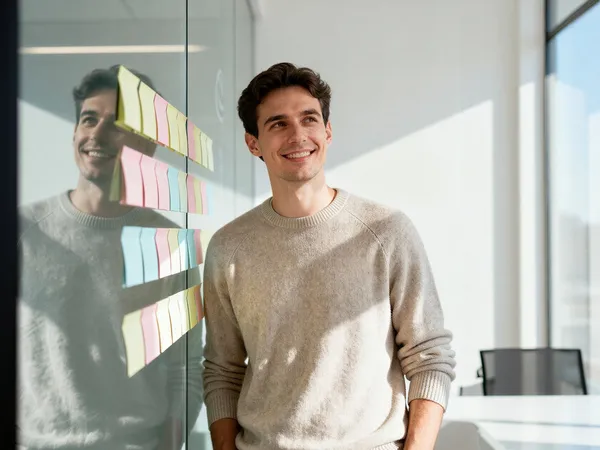 Retrato profesional en oficina creativa, ilustrando 'Cómo generar contenido SEO para categorías de ecommerce con IA: método p