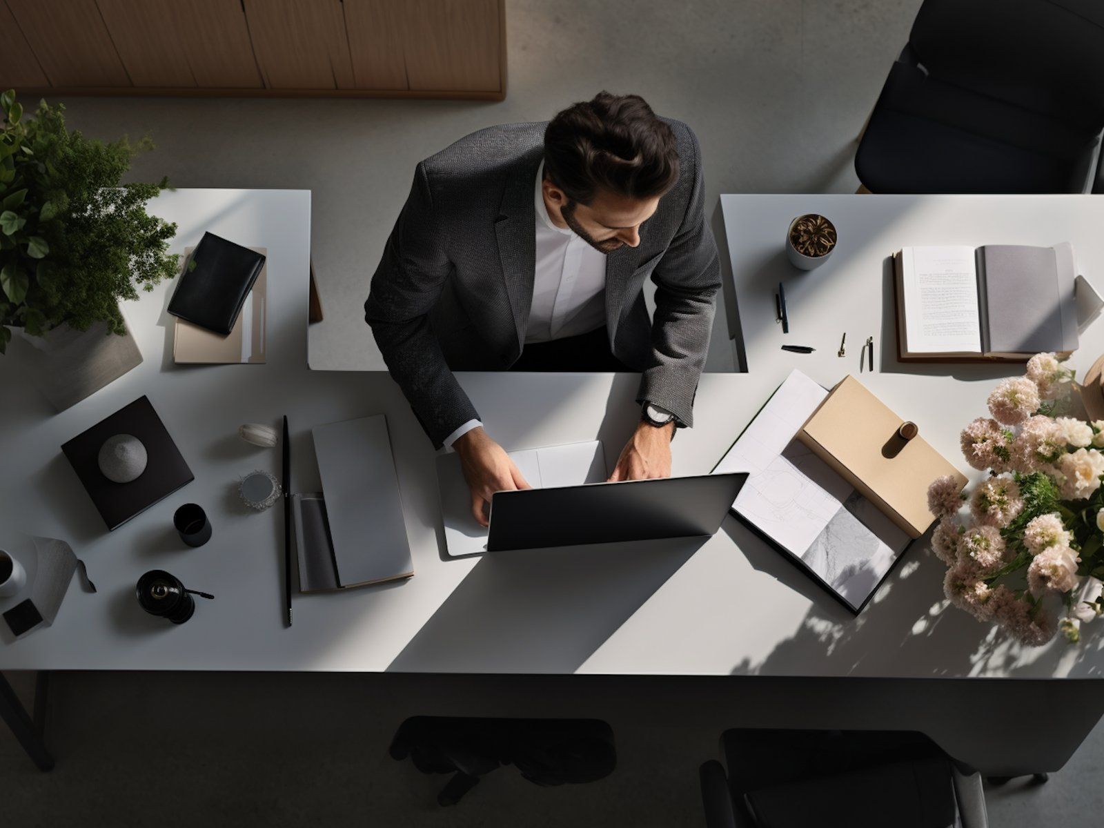 Hombre profesional en espacio de trabajo moderno, ilustrando 'Cómo el Machine Learning está Cambiando el Juego en el Comercio