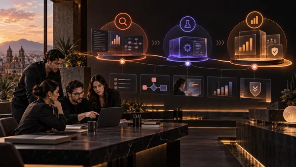 Plan visual de adopción de inteligencia artificial en tres etapas durante noventa días