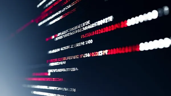 Flujo de datos en movimiento sobre fondo oscuro