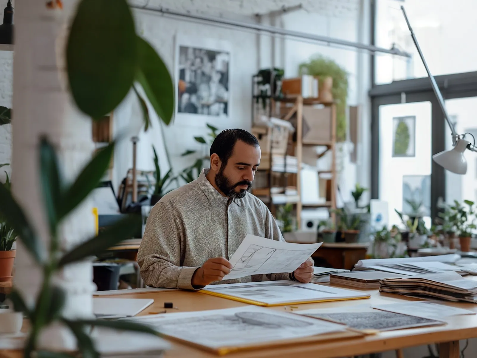 Hombre analizando documento impreso, ilustrando 'Inteligencia artificial para pruebas A/B en ecommerce'