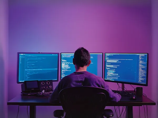 Espacio tecnológico con programador trabajando, ilustrando 'Inteligencia Artificial en el ecommerce: Definición y Aplicacione