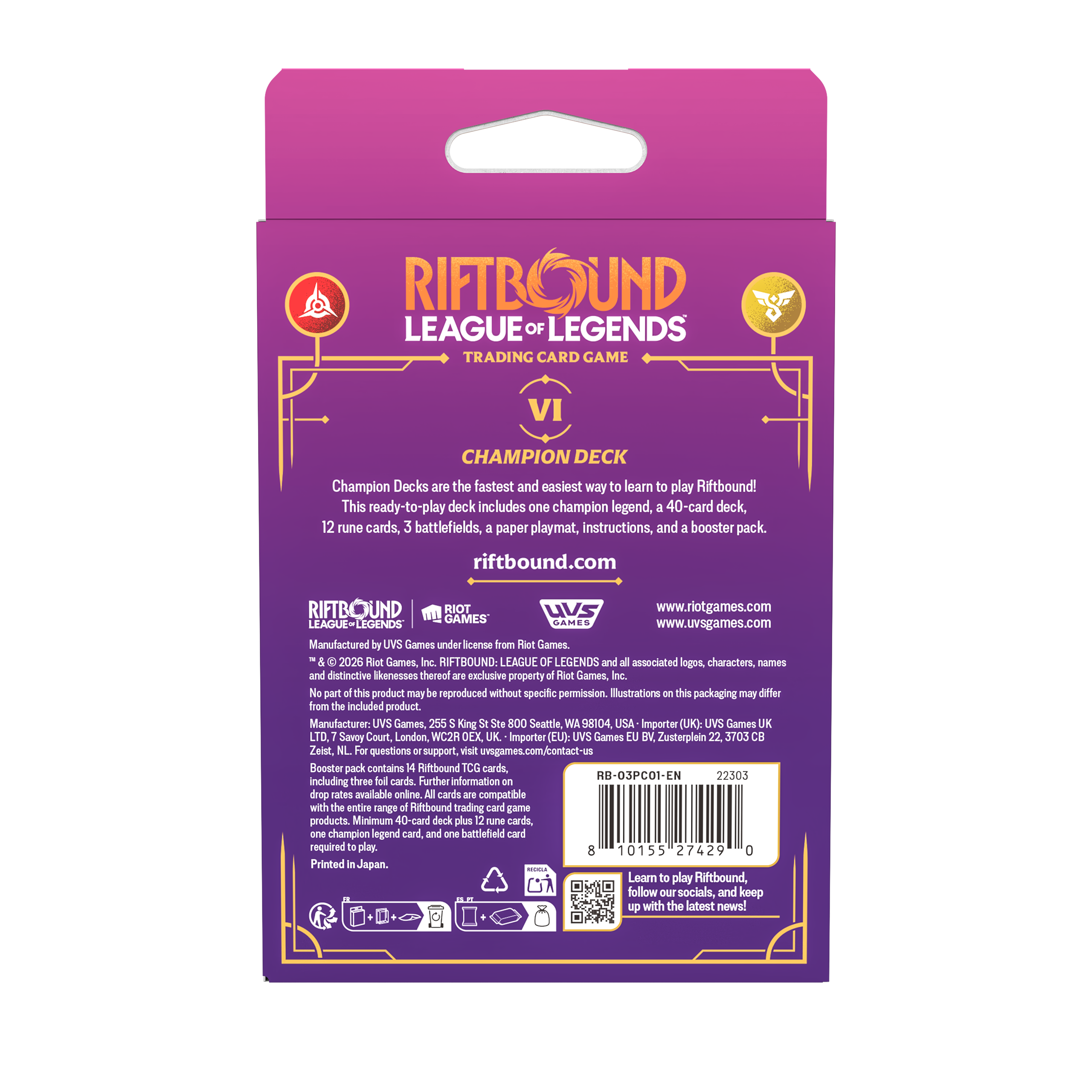 RIFTBOUND: LEAGUE OF LEGENDS TCG UNLEASHED ŞAMPİYON DESTESİ: VI