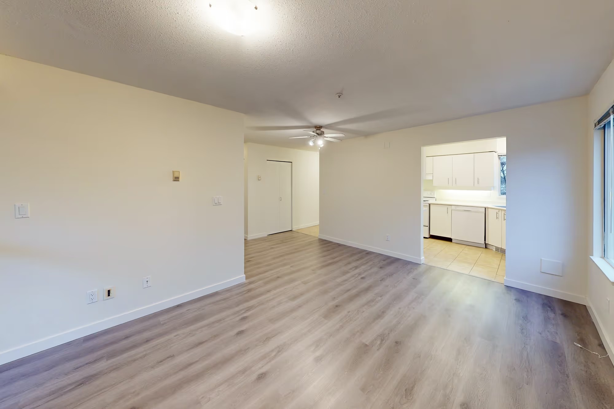 Empty two-bedroom apartment before virtual staging