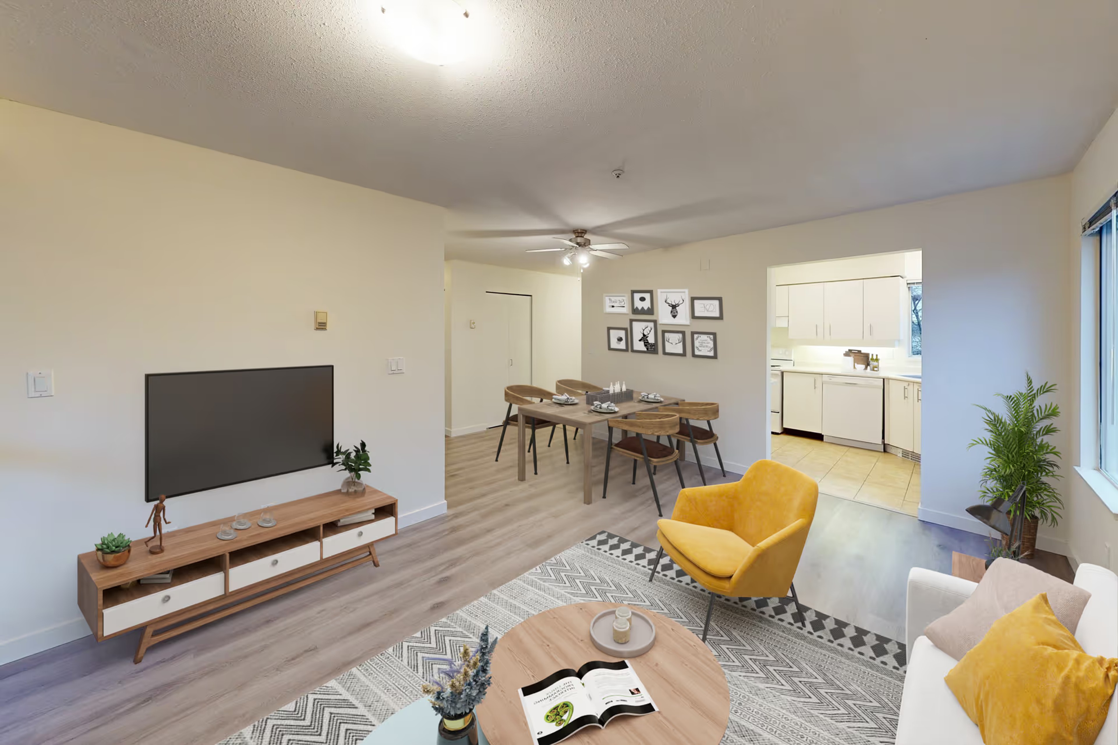 The same apartment virtually staged with furniture