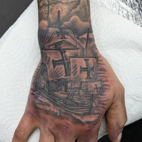 Ship Hand Tattoo