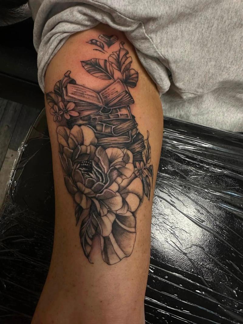 Flowers and books