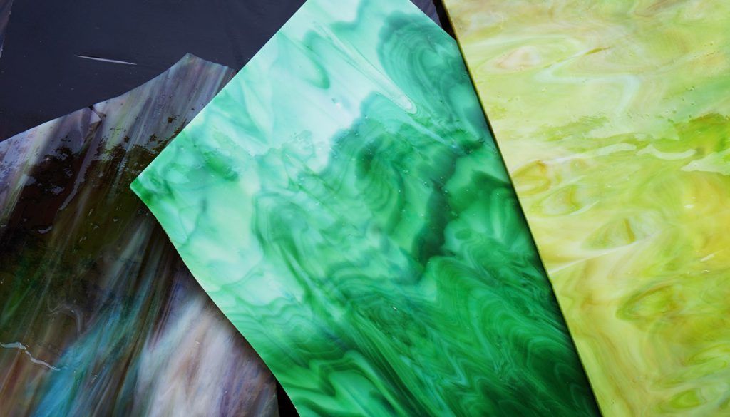 Lastre di vetro colorato per realizzazione di opere in stile Tiffany