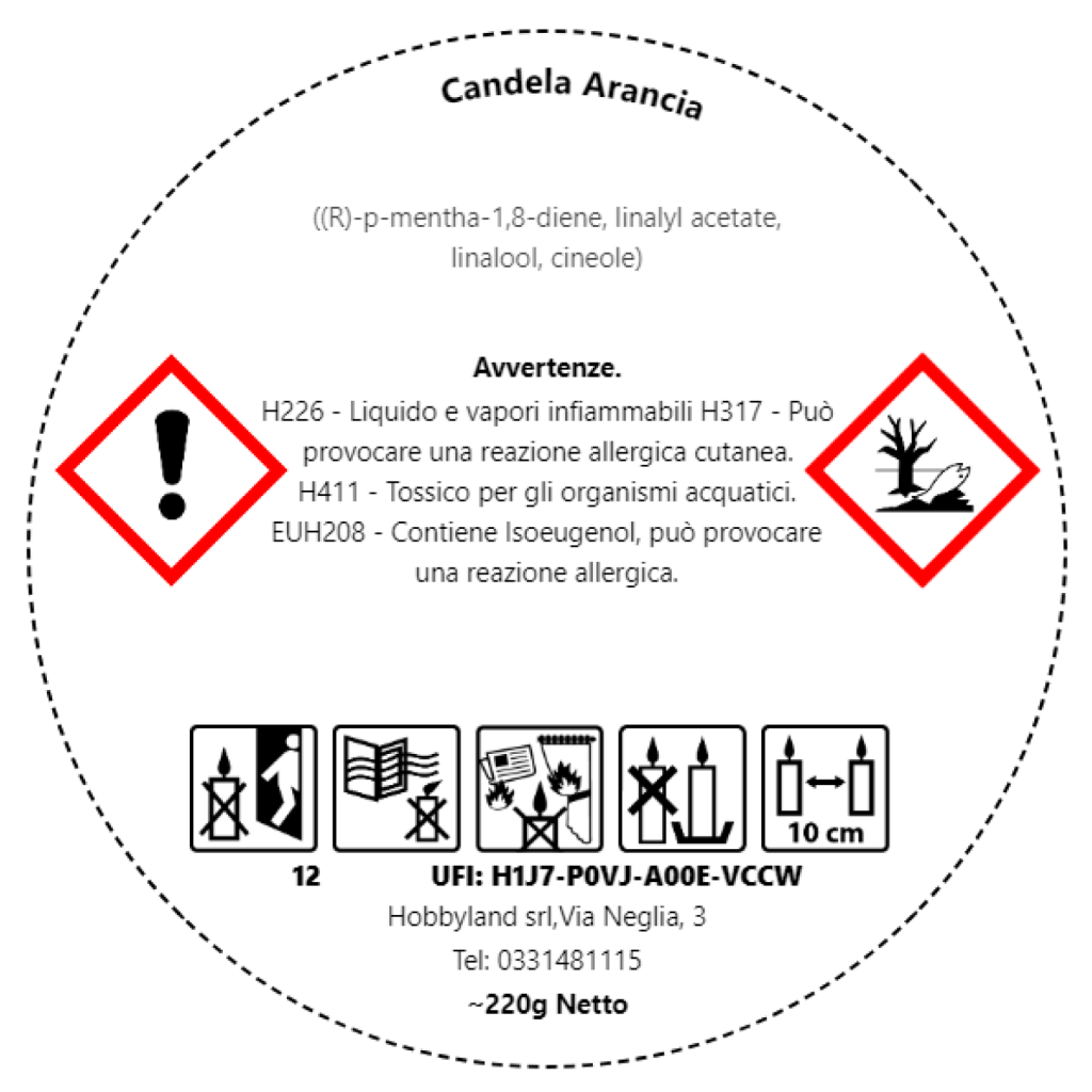 Esempio Candela Arancia Label