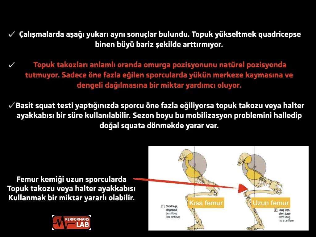Çalışma bulguları ve femur uzunluğuna göre topuk takozu önerisi