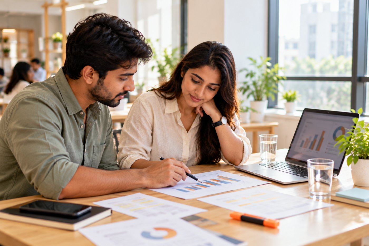 Brand owner and support lead reviewing a customer service quality report together