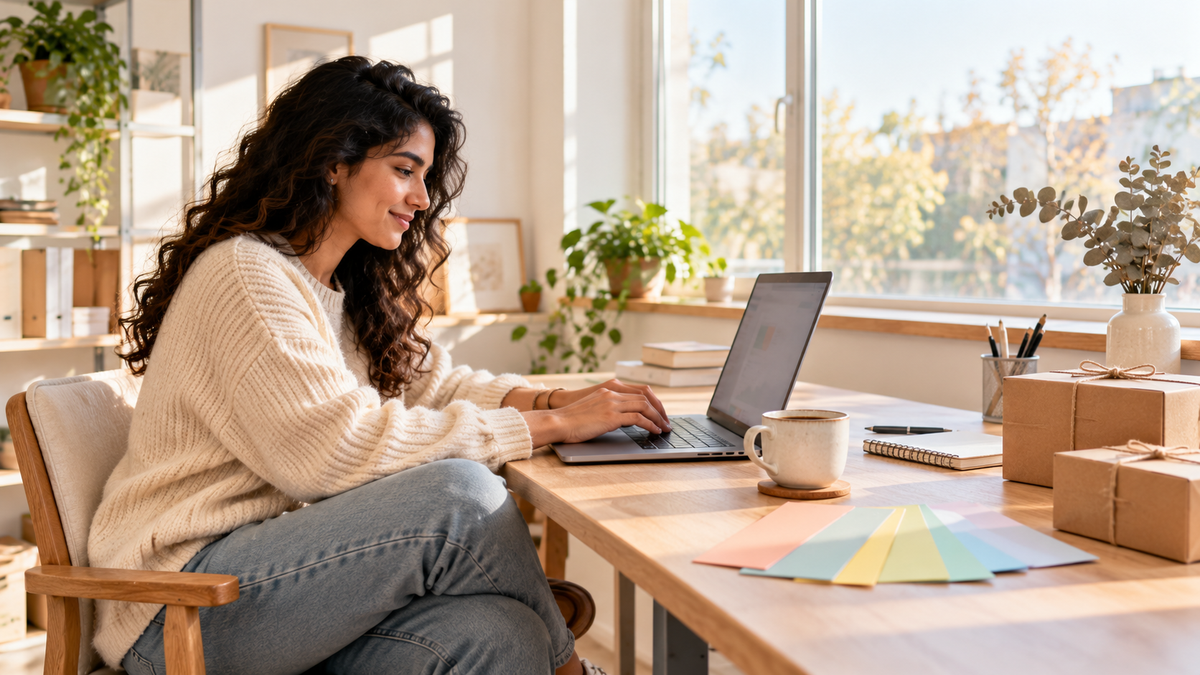 Support specialist answering Black Friday customer emails quickly using saved reply templates