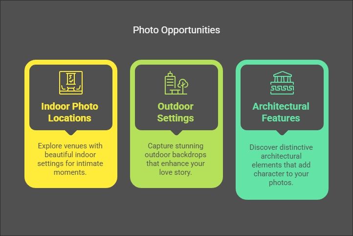Photo Opportunities Infographic listing indoor, outdoor, and architectural photo opportunities.