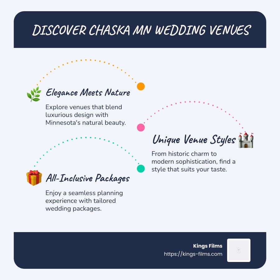 Chaska Venue Guide Infographic listing three categories of Chaska wedding venues.